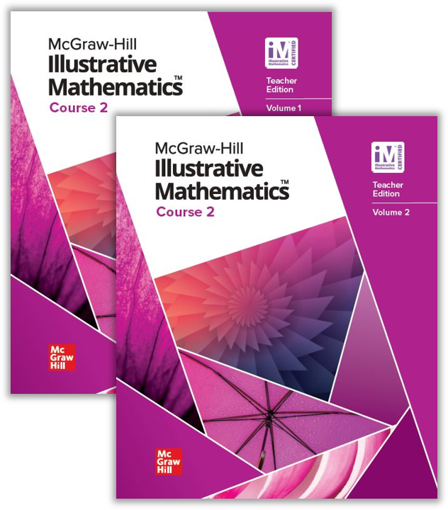 McGraw Hill Illustrative Math Course 2 covers, Volume 1 and Volume 2