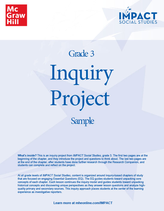 IMPACT Social Studies Grade 3 Inquiry Project sample cover