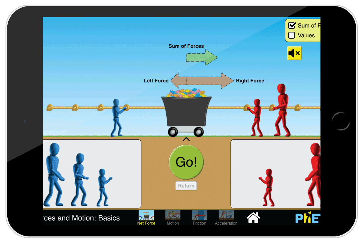 Simulations example on tablet