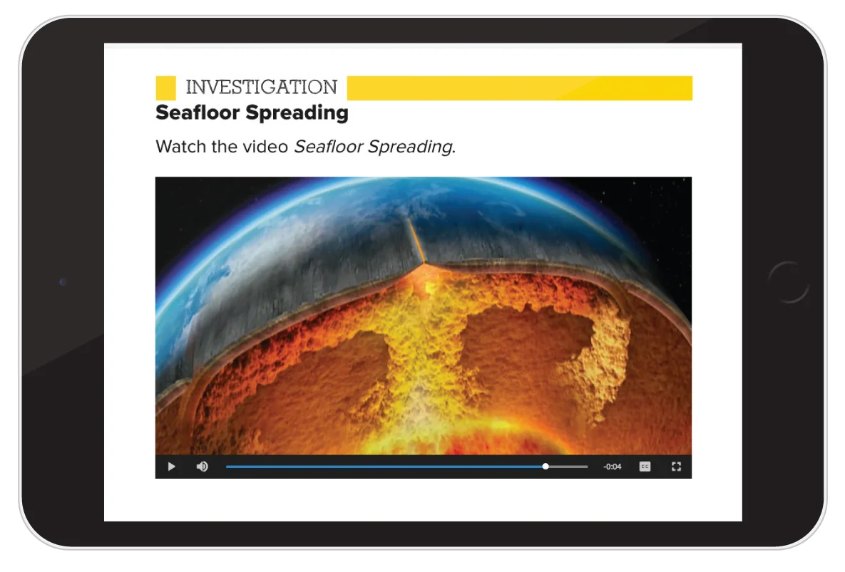 Investigation, Seafloor Spreading example on tablet