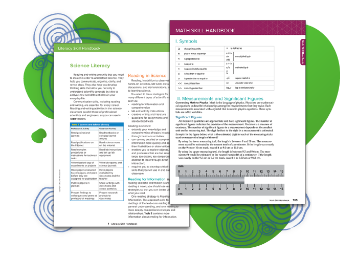 Literacy and Math Skill Handbook examples