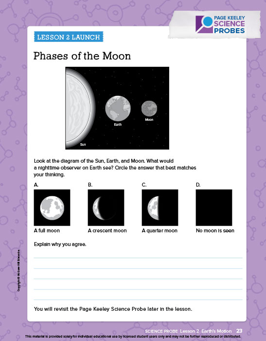 Science Probe, Phases of the Moon example
