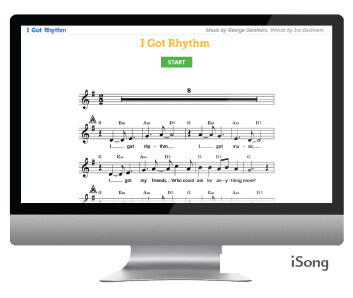 I Got Rhythm music sheet on monitor