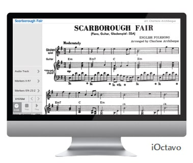 Scarborough Fair music on monitor