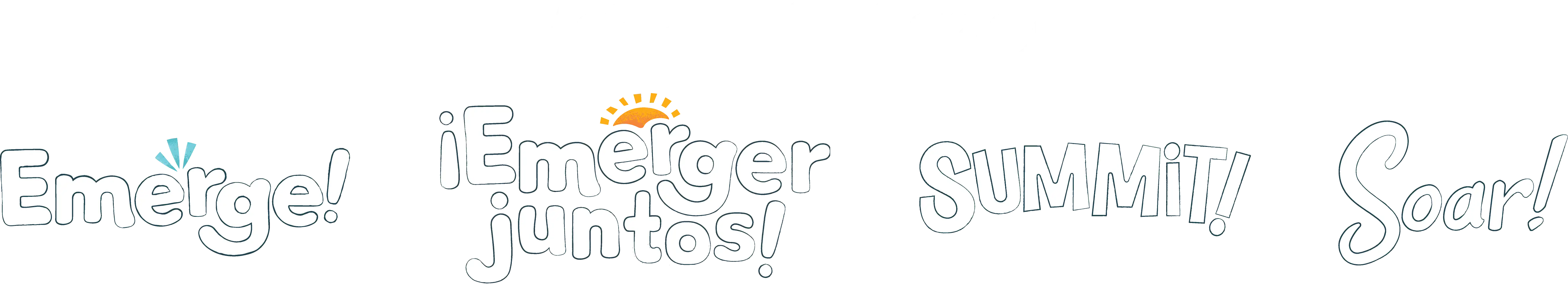 McGraw Hill Literacy logos for Emerge, Emerger Juntos, Summit, and Soar