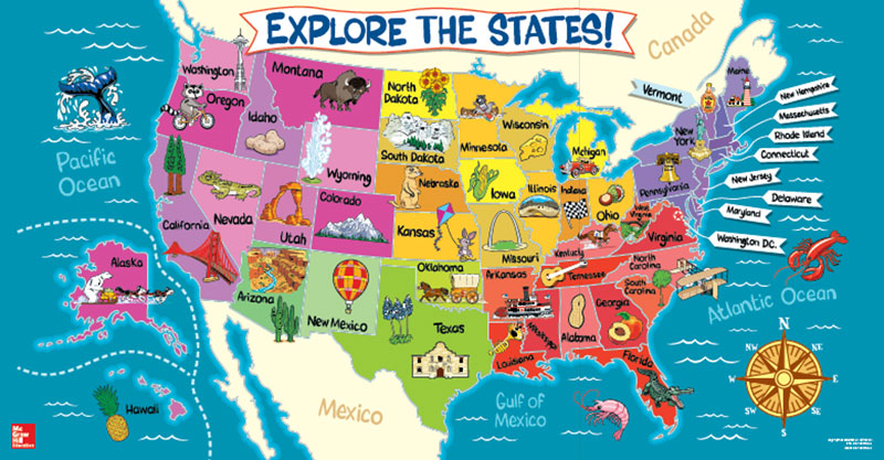Game Mats Explore the States map of US