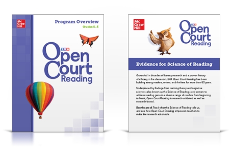 Open Court Reading Program Overview and Science of Reading brochure covers