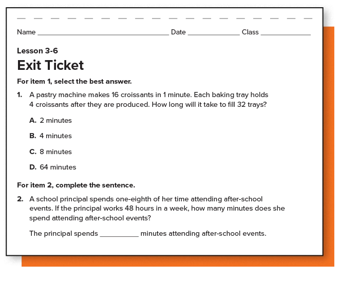 Reveal Math Exit Ticket example