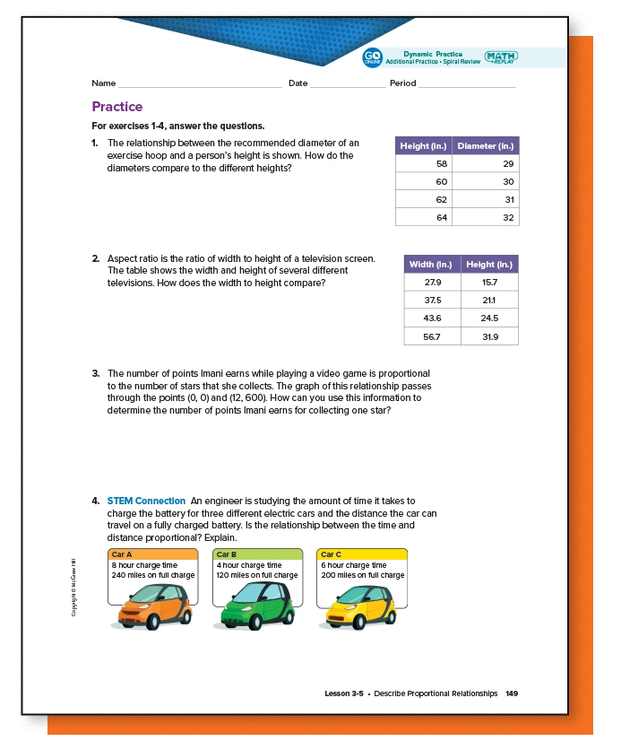 example of Reveal Math practice worksheet