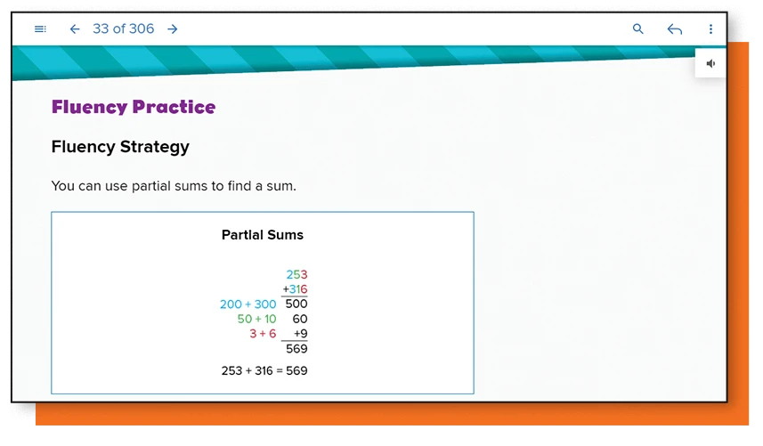 Fluency Practice, Fluency Strategy, You can use partial sums to find a sum