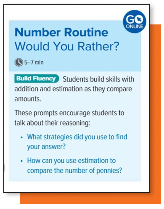 Example of Number Routine, Would you Rather, explains how to build fluency