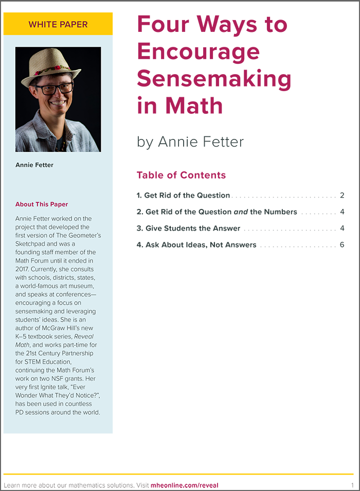 Four Ways to Encourage Sensemaking in Math white paper