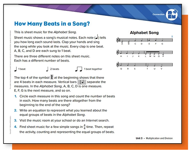 How Many Beats in a Song multiplication and division activity