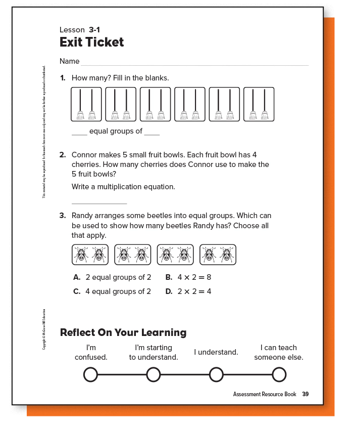 Reveal Math Exit Ticket example