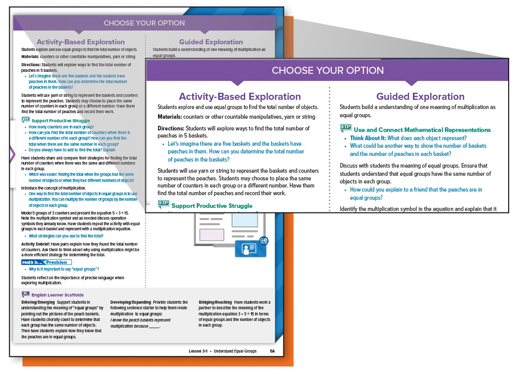 image showing zoomed in example of Activity-Based Exploration within a lesson