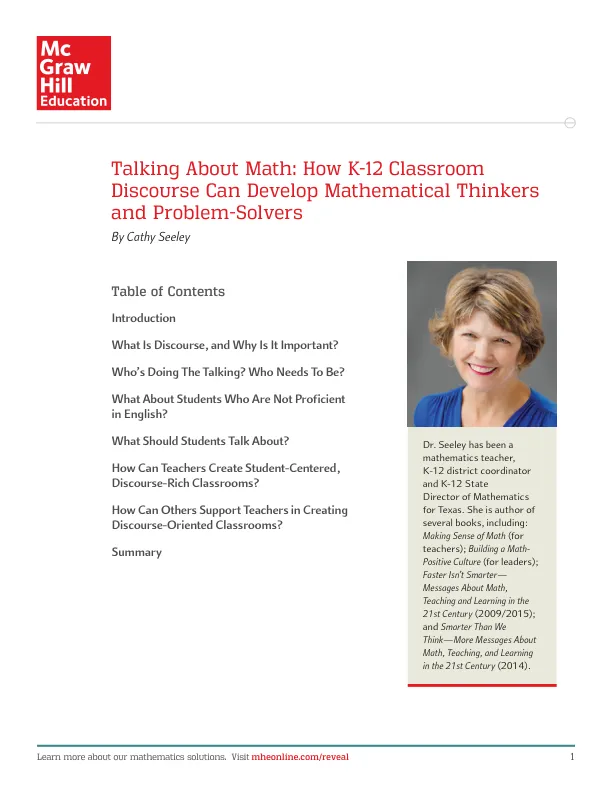 White Paper: Talking About Math: How K–12 Classroom Discourse Can Develop Mathematical Thinkers and Problem-Solvers