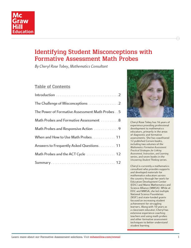 White paper: Identifying Student Misconceptions with Formative Assessment Math Probes