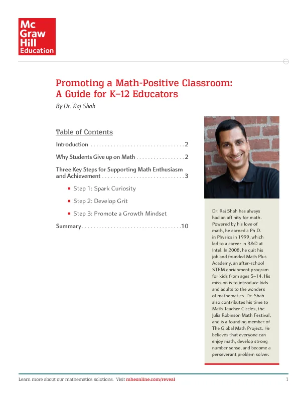 White Paper: Promoting a Math-Positive Classroom: A Guide for K–12 Educators