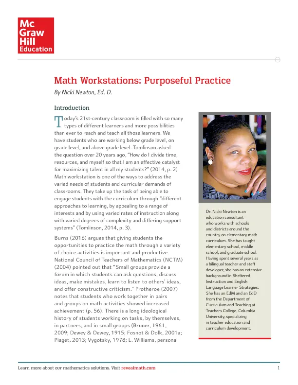 White Paper: Math Workstations: Purposeful Practice