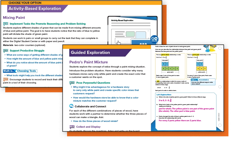 image showing zoomed in example of Activity-Based Exploration within a lesson