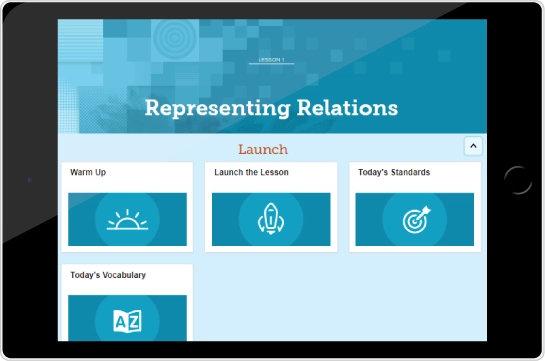 Representing Relations Launch Activity screen on tablet