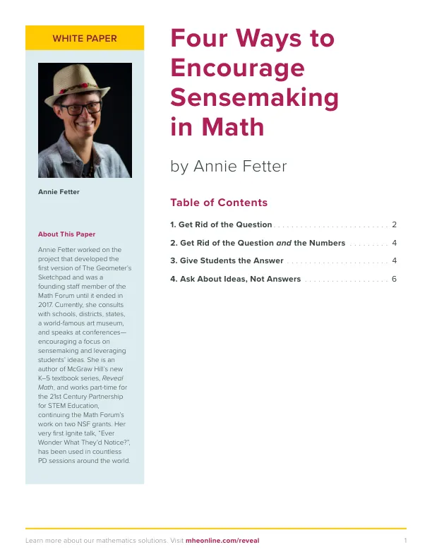 White Paper: Four Ways to Encourage Sense-Making in Math
