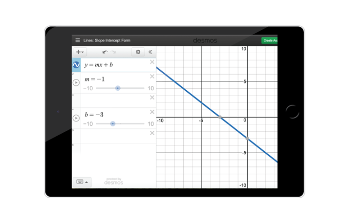 example of Desmos graphing calculator on tablet