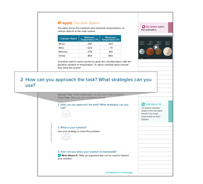 Apply the solar system callout asking how can you approach the task?  What Strategies can you use?