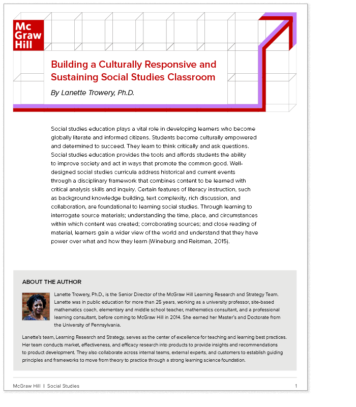 Building a Culturally Responsive and Sustaining Social Studies Classroom white paper