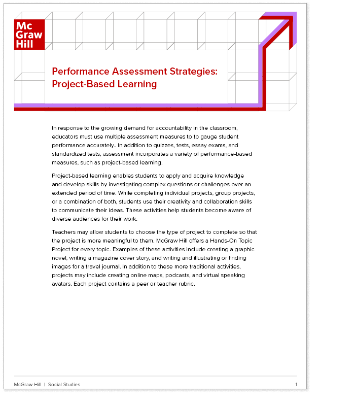 Performance Assessment Strategies: Project-Based Learning white paper