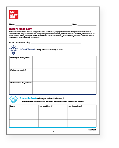 Inquiry Made Easy worksheet