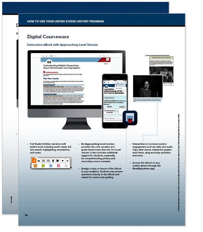How to use the United States History Program, Digital Courseware