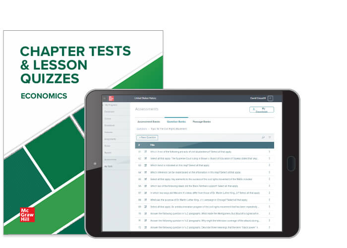 Economics Chapter Tests and Lesson Quizzes