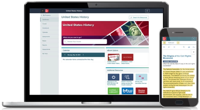 Social Studies programs home page shown on laptop screen