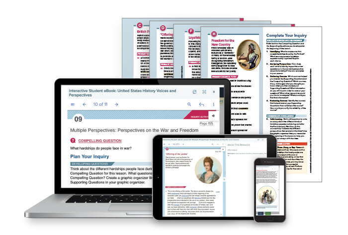 US HIstory Interactive student ebook and Inquiry Journal examples