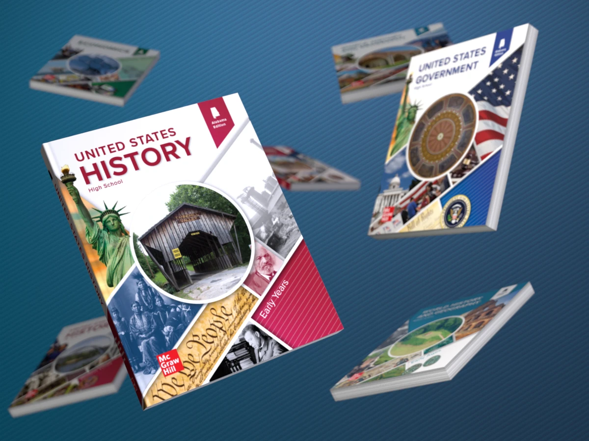 The United States History and United States Government textbooks.