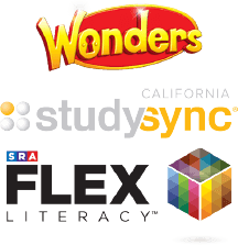 Wonders, California StudySync, and Flex Literacy logos
