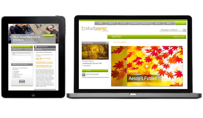California StudySync screenshots on tablet and latop screens