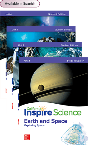 California Inspire Science Earth & Space Student Edition covers, Available in Spanish