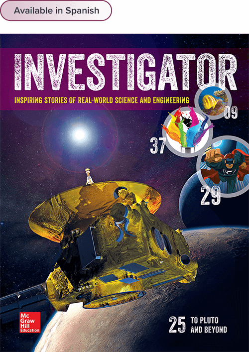 Investigator articles cover, Grade 5; Available in spanish