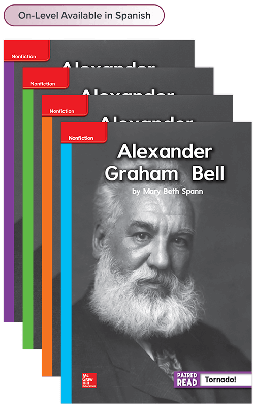 Alexander Graham Bell and additional leveled reader covers, Grade 1; on-level available in Spanish