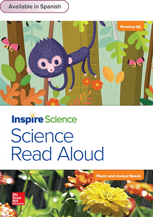 Inspire Science Science Read Aloud cover, Grade K; Available in spanish