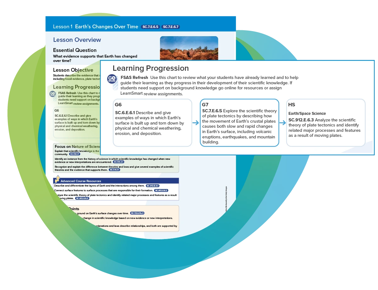Lesson 1 Earth's Changes Over Time, Learning Progression