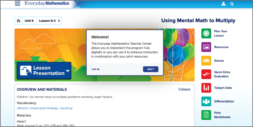 Digital Walkthrough screenshot of Everyday Math