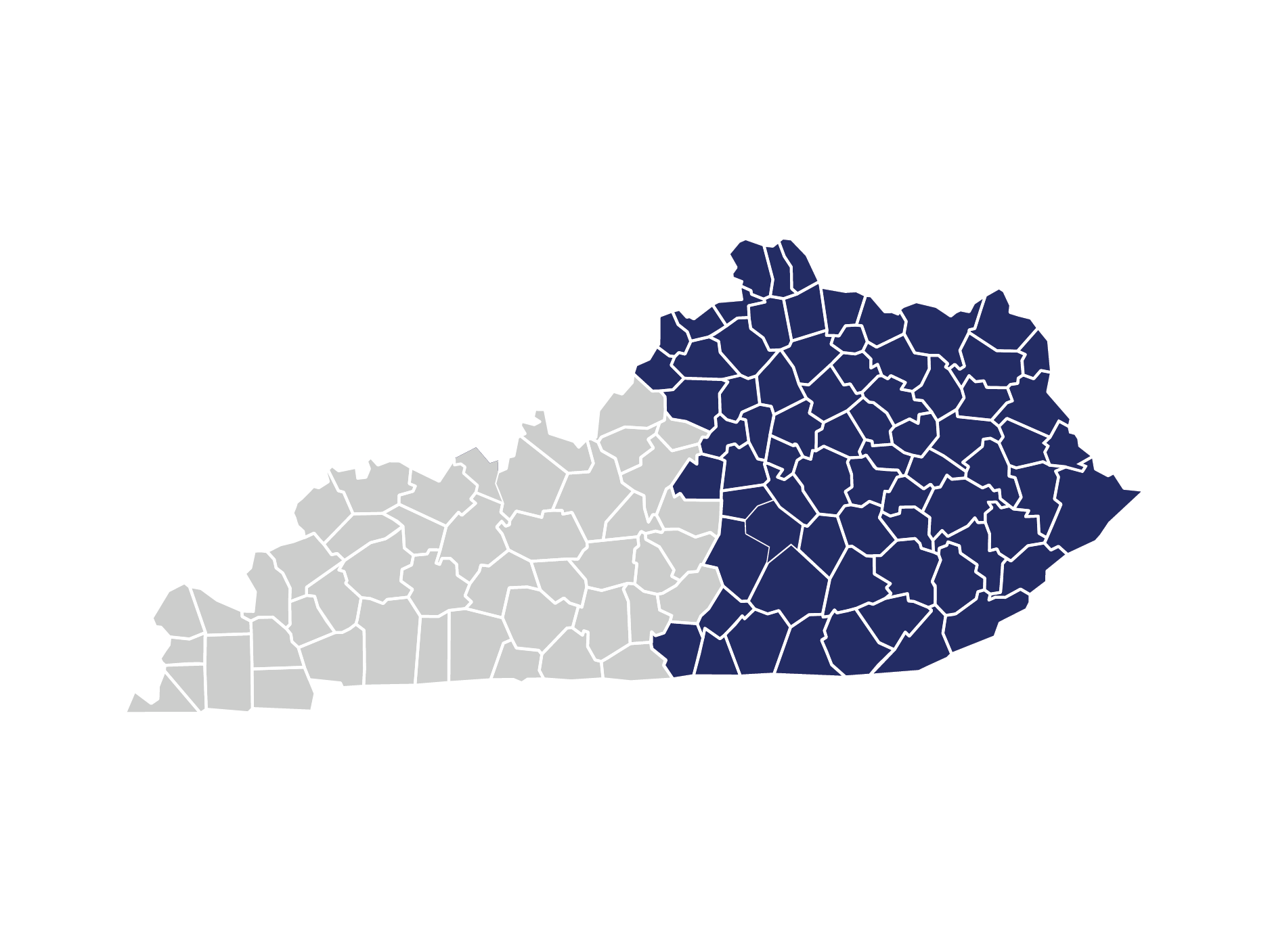 A map of Kentucky highlighting the eastern towns and cities covered by Dina Chaffin.