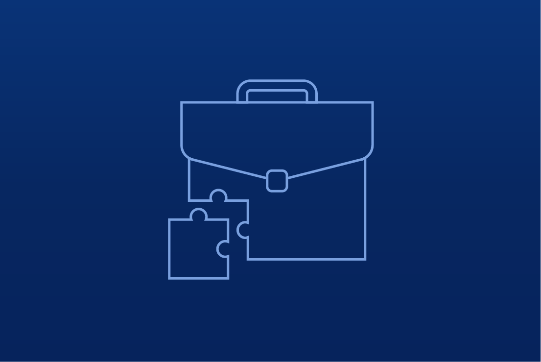 A briefcase with a puzzle piece fitted into it.