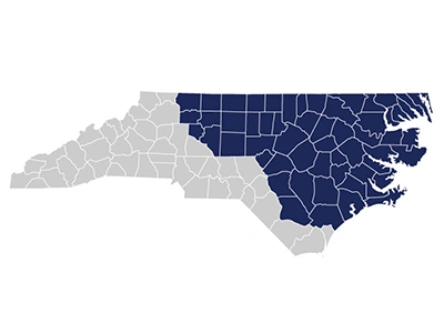 A map of Alabama highlighting the southern towns and cities covered by Corrie Carroll.
