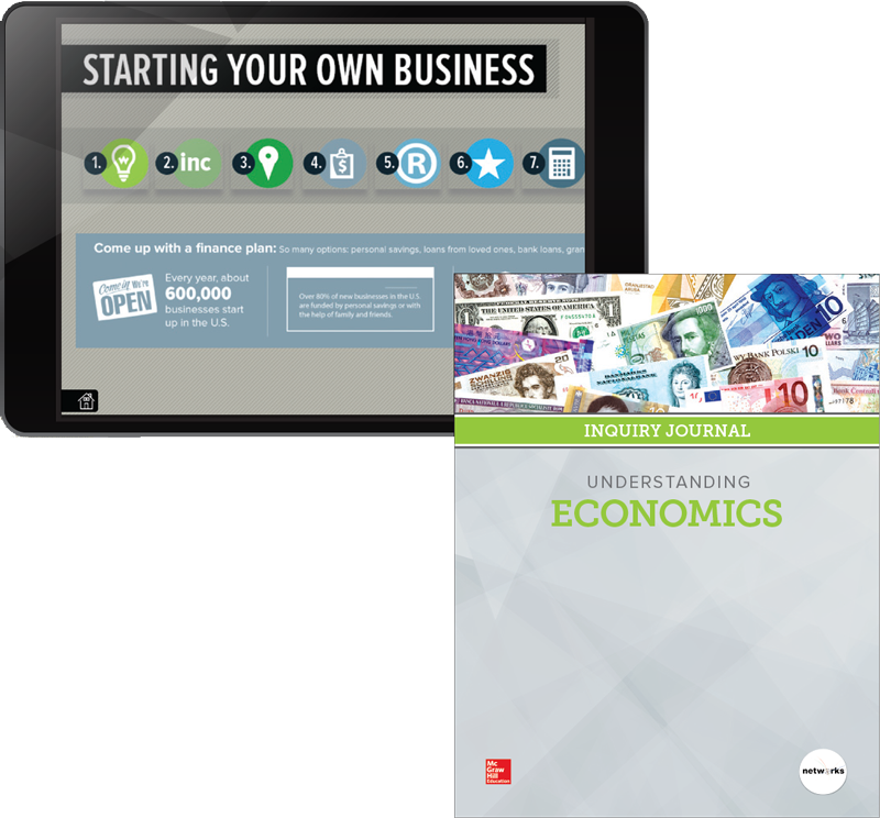Understanding Economics Inquiry Journal and Starting your own business example screenshot on tablet