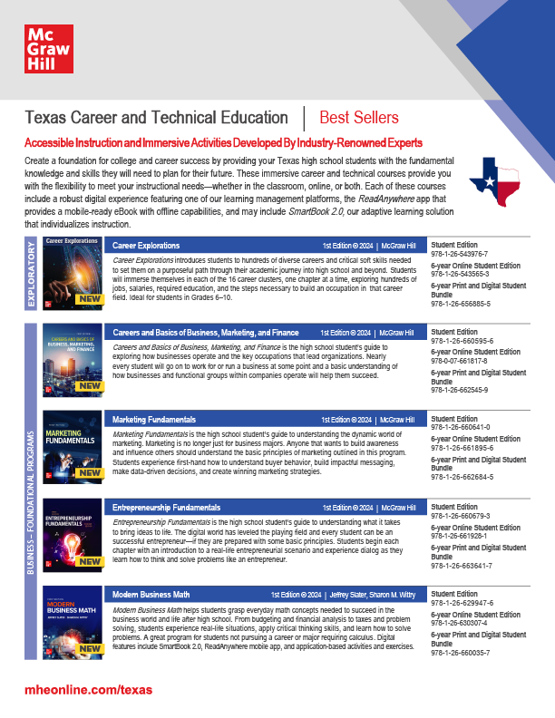 TX Career and Technical Education Best Sellers flyer