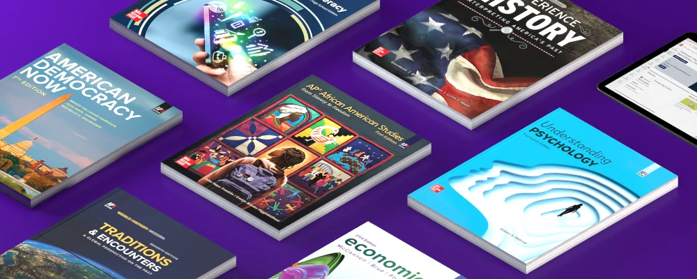 AP social studies textbooks including titles in history, economics, African American studies, and psychology.